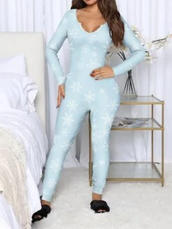 Women's Jumpsuit Print Plaid V Neck Active Home Christmas Regular Fit Long Sleeve BKAO011 BKAO008 BKAO009 S M L Fall -Cheap Women Clothing Store gkjxot1697457133969