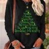 Women's T Shirt Tee Christmas Shirt Black Christmas Tree Text Print Long Sleeve Christmas Weekend Basic Christmas Round Neck Regular Fit Painting Fall & Winter 1 Women's T Shirt Tee Christmas Shirt Black Christmas Tree Text Print Long Sleeve Christmas Weekend Basic Christmas Round Neck Regular Fit Painting Fall & Winter -Cheap Women Clothing Store gonvuf1665489582938