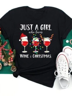 Women's T Shirt Tee Christmas Shirt Black Yellow Red Christmas Tree Reindeer Print Short Sleeve Christmas Gift Casual Basic Christmas Round Neck Regular Fit Painting