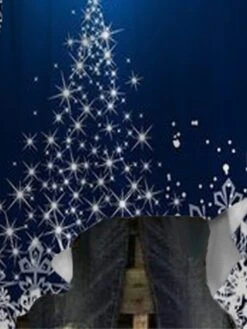 Women‘s Plus Size Christmas Tops T Shirt Tee Christmas Tree Snowflake Print Half Sleeve Crew Neck Casual Festival Daily Cotton Spandex Jersey Winter Fall Blue -Cheap Women Clothing Store guzdci1667817308865