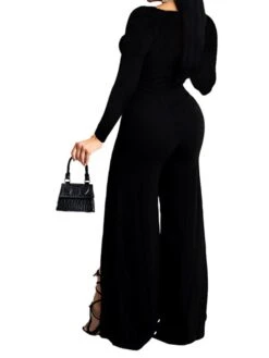 Women's Jumpsuit Split Solid Color V Neck Streetwear Xmas Party Christmas Going Out Regular Fit Long Sleeve Green Red White S M L Winter -Cheap Women Clothing Store gynwkq1663059049476