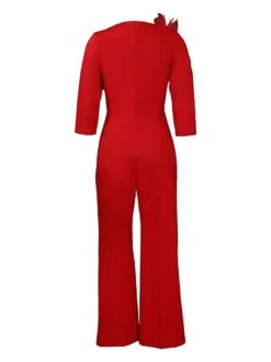 Women's Jumpsuit Ruffle High Waist Solid Color V Neck Christmas Business Office Work Xmas Regular Fit Long Sleeve White Yellow Red S M L Fall -Cheap Women Clothing Store gzrpvz1695792423194