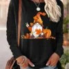 Women's T Shirt Tee Christmas Shirt Black Pink Blue Santa's Helper Print Long Sleeve Christmas Weekend Festival / Holiday Round Neck Regular Fit Painting Spring &Fall