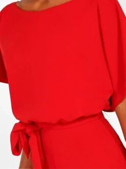 Women's Jumpsuit Lace Up High Waist Solid Color Crew Neck Xmas Business Office Work Christmas Regular Fit Half Sleeve Black Yellow Pink S M L Summer 29 Women's Jumpsuit Lace Up High Waist Solid Color Crew Neck Xmas Business Office Work Christmas Regular Fit Half Sleeve Black Yellow Pink S M L Summer -Cheap Women Clothing Store hfcdyv1692616129473