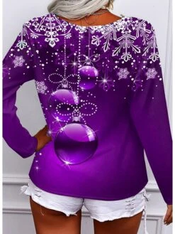 Women's T Shirt Tee Christmas Shirt Red Blue Purple Graphic Snowflake Quarter Zip Print Long Sleeve Casual Weekend Basic Print Christmas V Neck Regular Fit Painting Fall & Winter 21 Women's T Shirt Tee Christmas Shirt Red Blue Purple Graphic Snowflake Quarter Zip Print Long Sleeve Casual Weekend Basic Print Christmas V Neck Regular Fit Painting Fall & Winter -Cheap Women Clothing Store hgjkxb1636963461841