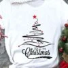 Women's T Shirt Tee Christmas Shirt Black White Yellow Christmas Tree Text Snowflake Print Short Sleeve Christmas Gift Casual Basic Christmas Round Neck Regular Fit Painting -Cheap Women Clothing Store hholcv1635762919153