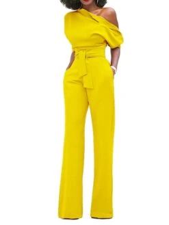 Jumpsuits For Women Dressy Pocket High Waist Solid Color One Shoulder Elegant Xmas Party Christmas Street Regular Fit Half Sleeve Black Blue Yellow S M L Fall Winter Summer 28 Jumpsuits For Women Dressy Pocket High Waist Solid Color One Shoulder Elegant Xmas Party Christmas Street Regular Fit Half Sleeve Black Blue Yellow S M L Fall Winter Summer -Cheap Women Clothing Store hiuuvg1666854272519