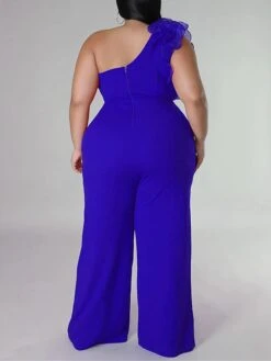 Women's Jumpsuit Mesh Backless Solid Color One Shoulder Streetwear Street Xmas Daily Christmas Loose Fit Sleeveless Black White Red L XL XXL Summer -Cheap Women Clothing Store hkrgyd1680071161338