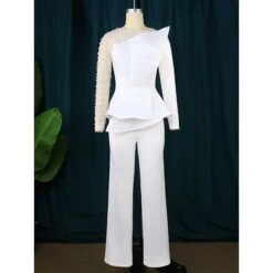 Women's Jumpsuit Solid Color One Shoulder Elegant Wedding Cocktail Party Christmas Regular Fit Long Sleeve Black White S M L Spring 25 Women's Jumpsuit Solid Color One Shoulder Elegant Wedding Cocktail Party Christmas Regular Fit Long Sleeve Black White S M L Spring -Cheap Women Clothing Store hkuegz1676873580675