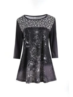 Women's T Shirt Tee Tunic Green Black Blue Graphic Christmas Tree Print Long Sleeve Christmas Weekend Christmas Round Neck Long 3D Printed Painting S 34 Women's T Shirt Tee Tunic Green Black Blue Graphic Christmas Tree Print Long Sleeve Christmas Weekend Christmas Round Neck Long 3D Printed Painting S -Cheap Women Clothing Store hqzcme1632734703109