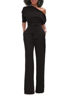 Women's Jumpsuit For Special Occasions Christmas Pocket High Waist Solid Color Cold Shoulder Business Office Work Party Xmas Regular Fit Half Sleeve Black White Yellow S M L Summer 26 Women's Jumpsuit For Special Occasions Christmas Pocket High Waist Solid Color Cold Shoulder Business Office Work Party Xmas Regular Fit Half Sleeve Black White Yellow S M L Summer -Cheap Women Clothing Store huxtok1681106798338