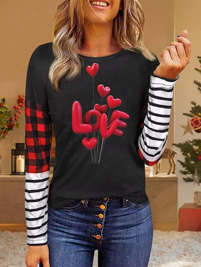 Women's Shirt Christmas Shirt Leopard Yellow Pink Color Block Print Deer Print Long Sleeve Christmas Casual Daily Casual Round Neck Regular Fit 10 Women's Shirt Christmas Shirt Leopard Yellow Pink Color Block Print Deer Print Long Sleeve Christmas Casual Daily Casual Round Neck Regular Fit - Image 8
