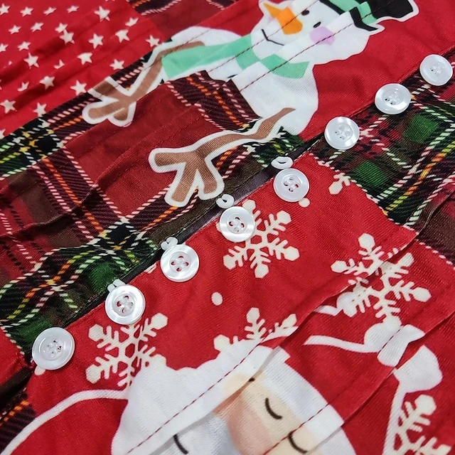 Women's Shirt Blouse Christmas Shirt Maroon Wine Red Black Plaid Snowman Deer Button Print Long Sleeve Christmas Casual Holiday Christmas Round Neck Regular Fit Spring Fall 5 Women's Shirt Blouse Christmas Shirt Maroon Wine Red Black Plaid Snowman Deer Button Print Long Sleeve Christmas Casual Holiday Christmas Round Neck Regular Fit Spring Fall - Image 3