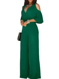 Women's Jumpsuit High Waist Cut Out Solid Color V Neck Streetwear Christmas Daily Xmas Regular Fit 3/4 Length Sleeve Black White Yellow S M L Fall 12 Women's Jumpsuit High Waist Cut Out Solid Color V Neck Streetwear Christmas Daily Xmas Regular Fit 3/4 Length Sleeve Black White Yellow S M L Fall -Cheap Women Clothing Store ifxvfl1695347190057