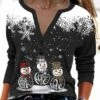 Women's T Shirt Tee Christmas Shirt Black Snowman Snowflake Button Print Long Sleeve Christmas Weekend Basic Christmas V Neck Regular Fit Painting Fall & Winter 2 Women's T Shirt Tee Christmas Shirt Black Snowman Snowflake Button Print Long Sleeve Christmas Weekend Basic Christmas V Neck Regular Fit Painting Fall & Winter -Cheap Women Clothing Store iinned1666754703957