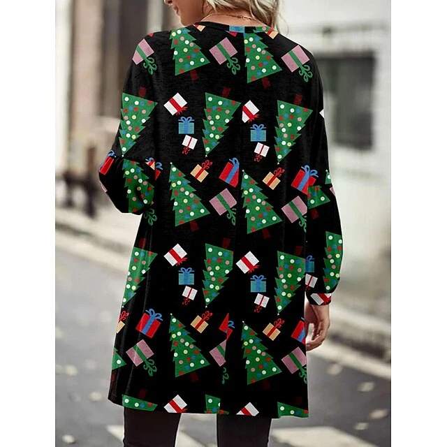 Women's Shirt Shrugs Christmas Shirt Christmas Tree Red Snowman Black Snowman Santa Claus Snowman Christmas Tree Print Long Sleeve Christmas Casual Streetwear V Neck 10 Women's Shirt Shrugs Christmas Shirt Christmas Tree Red Snowman Black Snowman Santa Claus Snowman Christmas Tree Print Long Sleeve Christmas Casual Streetwear V Neck - Image 8