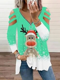 Women's Funny Tee Shirt Christmas Shirt Black Pink Red Elf Print Long Sleeve Christmas Christmas V Neck Loose Fit Chicago 16 Women's Funny Tee Shirt Christmas Shirt Black Pink Red Elf Print Long Sleeve Christmas Christmas V Neck Loose Fit Chicago -Cheap Women Clothing Store ijobun1666597672675