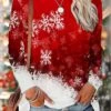 Women's T Shirt Tee Christmas Shirt Wine Red Blue Christmas Tree Snowflake Print Long Sleeve Christmas Weekend Basic Christmas Round Neck Regular Fit Painting
