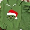 Women's Sweatshirt Tracksuit Pants Sets Christmas Shirt Light Green Army Green Dark Green Graphic Ugly Christmas Monster Zipper Drawstring Print Long Sleeve Outdoor Casual Active Sports Christmas V -Cheap Women Clothing Store isxgkc1695296507030