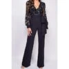 Women‘s Jumpsuit Solid Color Deep V Sequin Xmas Wedding Elegant Daily Holiday Christmas Straight Regular Fit Long Sleeve Black 3XL Spring -Cheap Women Clothing Store itxdof1660286000962