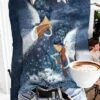 Women's T Shirt Tee Christmas Shirt Navy Blue Blue Snowman Print Long Sleeve Christmas Weekend Festival / Holiday Round Neck Regular Fit Painting Spring &Fall