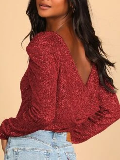 Women's Bodysuit High Waist Sequin Solid Color Crew Neck Dressy Party Christmas Wedding Xmas Streetwear Daily Going Out Regular Fit Long Sleeve Silver Black Pink S M L Summer Fall -Cheap Women Clothing Store iyfyyh1690352958083