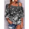 Women's Shirt Christmas Shirt Red Blue Gray Snowflake Print Long Sleeve Christmas Weekend Streetwear Casual Print One Shoulder Regular Fit Cold Shoulder Spring Fall 1 Women's Shirt Christmas Shirt Red Blue Gray Snowflake Print Long Sleeve Christmas Weekend Streetwear Casual Print One Shoulder Regular Fit Cold Shoulder Spring Fall -Cheap Women Clothing Store jgtimv1665373694209