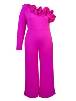 Women's Jumpsuit Ruffle High Waist Solid Color One Shoulder Elegant Xmas Wedding Party Christmas Regular Fit Long Sleeve Fuchsia S M L Fall 21 Women's Jumpsuit Ruffle High Waist Solid Color One Shoulder Elegant Xmas Wedding Party Christmas Regular Fit Long Sleeve Fuchsia S M L Fall -Cheap Women Clothing Store jhpgue1693906391072