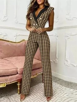 Women's Jumpsuit Button Print Print Shirt Collar Elegant Xmas Party Christmas Vacation Regular Fit Sleeveless Blue White Black S M L Spring -Cheap Women Clothing Store jllrqt1644385721366