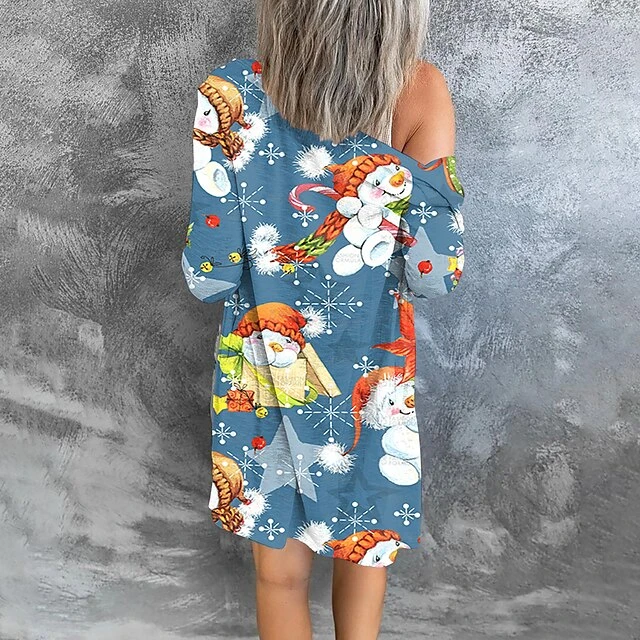 Women's Shirt Blouse Shrugs Christmas Shirt Black White Light Green Snowman Christmas Tree Snowflake Print Long Sleeve Christmas Weekend Streetwear Casual V Neck Regular Fit 16 Women's Shirt Blouse Shrugs Christmas Shirt Black White Light Green Snowman Christmas Tree Snowflake Print Long Sleeve Christmas Weekend Streetwear Casual V Neck Regular Fit - Image 14