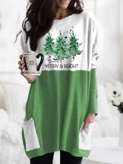 Women's T Shirt Tee Christmas Shirt Red Green Gray Color Block Christmas Tree Pocket Print Long Sleeve Christmas Weekend Festival / Holiday Round Neck Regular Fit Painting Spring &Fall 7 Women's T Shirt Tee Christmas Shirt Red Green Gray Color Block Christmas Tree Pocket Print Long Sleeve Christmas Weekend Festival / Holiday Round Neck Regular Fit Painting Spring &Fall -Cheap Women Clothing Store jrfpan1697540553009
