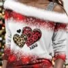 Women's Blouse Christmas Shirt Red Blue Green Leopard Heart Snowflake Print Long Sleeve Christmas Casual Festival / Holiday Fur Collar Regular Fit Spring &Fall