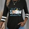 Women's Designer Shirt T Shirt Tee Christmas Shirt Black Letter Snowman Print Long Sleeve Christmas Weekend Festival / Holiday Round Neck Regular Fit Painting Spring &Fall -Cheap Women Clothing Store jsrjsr1697715319661