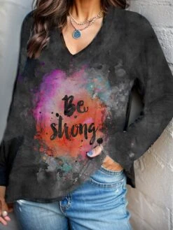 Women's T Shirt Tee Christmas Shirt Black Pink Blue Snowman Print Long Sleeve Christmas Weekend Fashion Christmas V Neck Regular Fit Painting Spring &Fall -Cheap Women Clothing Store jyxgrx1694690453737