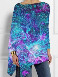 Women's Funny Tee Shirt Red Black Animal Print Long Sleeve Christmas Christmas Round Neck Long Loose Fit S / 3D Print -Cheap Women Clothing Store kbjebs1667462885506