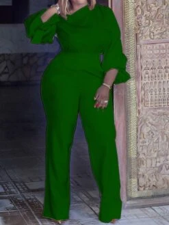 Women's Jumpsuit High Waist Solid Color One Shoulder Active Christmas Xmas Daily Slim Long Sleeve White Red Brown S M L Fall -Cheap Women Clothing Store kdkyhm1695871508334