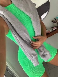 Women's Romper High Waist Solid Color Crew Neck Active Xmas Street Christmas Sport Regular Fit Sleeveless Black Blue Brown S M L Summer -Cheap Women Clothing Store khaqzk1680602592803