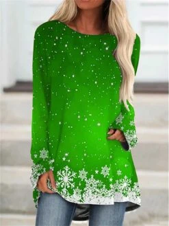 Women's T Shirt Tee Christmas Shirt Red Blue Purple Snowflake Print Long Sleeve Party Daily Weekend Daily Basic Print Round Neck Regular Fit Painting Fall & Winter 14 Women's T Shirt Tee Christmas Shirt Red Blue Purple Snowflake Print Long Sleeve Party Daily Weekend Daily Basic Print Round Neck Regular Fit Painting Fall & Winter -Cheap Women Clothing Store kjkemu1692774642460