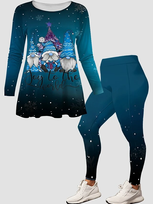 Women's Pants Sets Christmas Shirt Yellow Red Blue Graphic Print Long Sleeve Casual Festival Christmas Round Neck Regular Fit Spring &Fall 5 Women's Pants Sets Christmas Shirt Yellow Red Blue Graphic Print Long Sleeve Casual Festival Christmas Round Neck Regular Fit Spring &Fall - Image 3