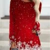 Women's T Shirt Tee Christmas Shirt Red Blue Purple Snowflake Print Long Sleeve Party Daily Weekend Daily Basic Print Round Neck Regular Fit Painting Fall & Winter -Cheap Women Clothing Store kockud1691492294132