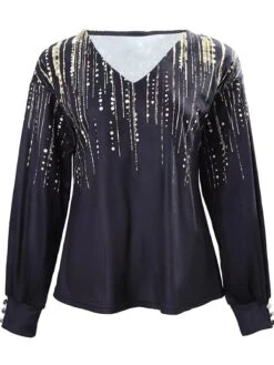 Women's T Shirt Tee Black Graphic Print Long Sleeve Party Christmas Daily Fashion V Neck Regular Fit Painting Spring &Fall 12 Women's T Shirt Tee Black Graphic Print Long Sleeve Party Christmas Daily Fashion V Neck Regular Fit Painting Spring &Fall -Cheap Women Clothing Store kpbhpx1695893641409