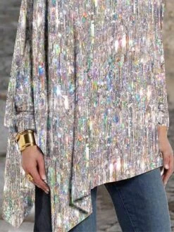 Women's T Shirt Tee Christmas Shirt Silver Sparkly Flowing Tunic Long Sleeve Party Christmas Weekend Fashion Festival / Holiday Off Shoulder Regular Fit Spring &Fall 7 Women's T Shirt Tee Christmas Shirt Silver Sparkly Flowing Tunic Long Sleeve Party Christmas Weekend Fashion Festival / Holiday Off Shoulder Regular Fit Spring &Fall -Cheap Women Clothing Store kraqzq1697194249761