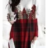 Women's T Shirt Tee Christmas Shirt Light Green Wine Red Santa Claus Snowflake Pocket Print Long Sleeve Party Christmas Casual Funny Christmas Round Neck Regular Fit Painting Spring &Fall -Cheap Women Clothing Store lodium1695382803362