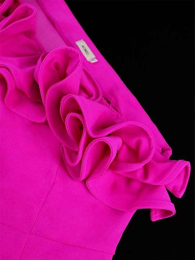 Women's Jumpsuit Ruffle High Waist Solid Color One Shoulder Elegant Xmas Wedding Party Christmas Regular Fit Long Sleeve Fuchsia S M L Fall 13 Women's Jumpsuit Ruffle High Waist Solid Color One Shoulder Elegant Xmas Wedding Party Christmas Regular Fit Long Sleeve Fuchsia S M L Fall - Image 11