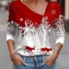 Women's Blouse Christmas Shirt Red Blue Snowflake Button Print Long Sleeve Christmas Casual Festival / Holiday V Neck Regular Fit Spring &Fall 1 Women's Blouse Christmas Shirt Red Blue Snowflake Button Print Long Sleeve Christmas Casual Festival / Holiday V Neck Regular Fit Spring &Fall -Cheap Women Clothing Store mdyapz1697107174898