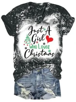 Women‘s Plus Size Christmas Tops T Shirt Tee Letter Print Short Sleeve V Neck Casual Daily Polyester Winter Fall Green Black / Weekend -Cheap Women Clothing Store melvgq1667468005231