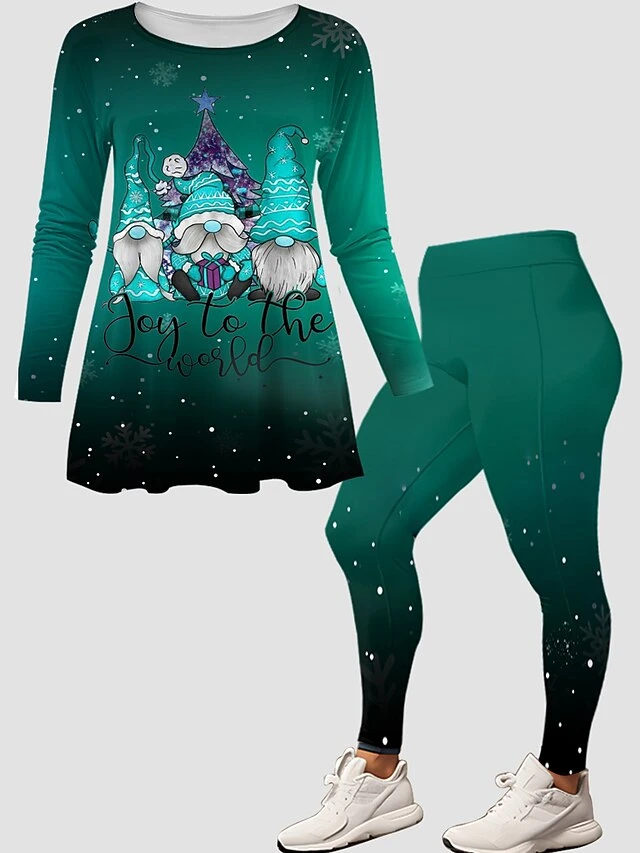 Women's Pants Sets Christmas Shirt Yellow Red Blue Graphic Print Long Sleeve Casual Festival Christmas Round Neck Regular Fit Spring &Fall 4 Women's Pants Sets Christmas Shirt Yellow Red Blue Graphic Print Long Sleeve Casual Festival Christmas Round Neck Regular Fit Spring &Fall - Image 2