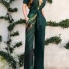 Women's Jumpsuit For Special Occasions Christmas Lace Up Print Shirt Collar Elegant Party Prom Straight Regular Fit Short Sleeve Green S M L Spring Fall 2 Women's Jumpsuit For Special Occasions Christmas Lace Up Print Shirt Collar Elegant Party Prom Straight Regular Fit Short Sleeve Green S M L Spring Fall -Cheap Women Clothing Store mxmqmw1653543555528