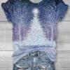 Women's T Shirt Tee Christmas Shirt White Blue Snowman Christmas Tree Sparkly Print Short Sleeve Party Christmas Weekend Festival / Holiday Round Neck Regular Fit Painting Summer -Cheap Women Clothing Store nbseks1697595271257