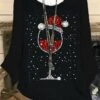 Women‘s Plus Size Christmas Tops Blouse Shirt Hat Print Long Sleeve Casual Festival Daily Polyester Winter Fall Black